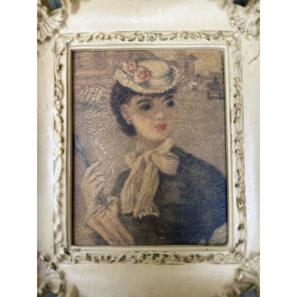 Vintage French pictures ladies girls portraits art Victorian set 4, floral wall - Picture 12 of 13